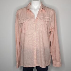 Patagonia orange white striped long sleeve button up shirt L\XL